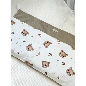 Příslušenství pro dětskou postel a kolébku Kapsář na dětskou postýlku - medvídci s béžovým velvetem