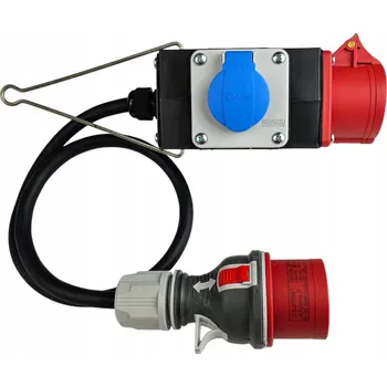 Elektrická zásuvka Rozbočka 380V a 230V Zástrčka 16A na zásuvku 16A a 2x 230V - 0,5M