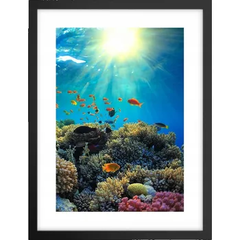 Obraz Obraz plakát v černém rámu do obýváku 30x40 útes moře plakáty na zeď