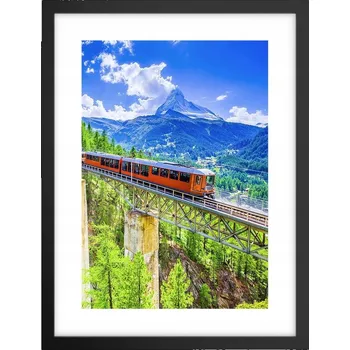 Obraz Obraz plakát v černém rámu do obýváku 30x40 vlak foto plakáty na zeď