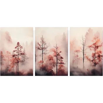 Obraz Plakáty na zeď Les v mlze Sada 3 obrazy Ložnice Bez rámu 70x50
