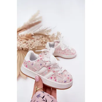 Dívčí tenisky Boto Lesklé Dětské Sportovní Boty Srdíčka Růžové Tessina Boto růžová | vícebarevná 3338372
