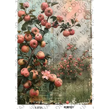 Umělecký papír Rýžový a soft papír na decoupage - Krajina vintage - KB03721 Materiál: Soft, Rozměr: A4