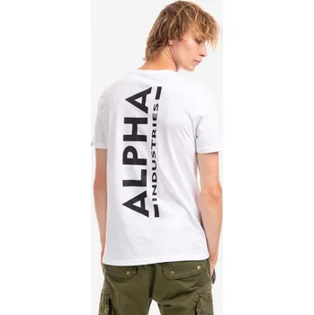 Pánské tričko Bavlněné tričko Alpha Industries Backprint T 128507 09 bílá barva, s potiskem, 128507.09-white 00X, vel. L