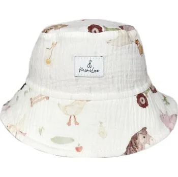 Kojenecká čepice Mimilove MUŠELÍNOVÝ klobouček vel. 1-3 roky Farmář White