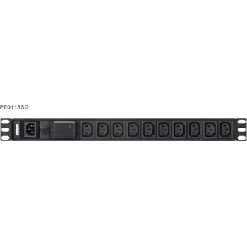 Přepěťová ochrana Aten PE0118S 1U Basic PDU s přepěťovou ochranou 10A Vstup C14 Výstup 18X C13