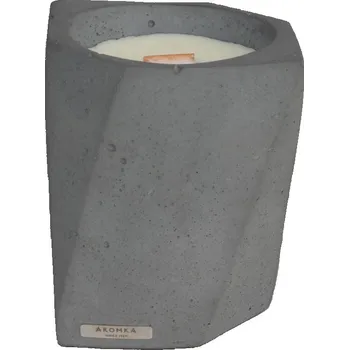 Svíčka Přírodní vonná svíčka sójová - AROMKA - Limitovaná edice Betonová svíčka - Dřevěný knot, 200 ml - Agarové dřevo