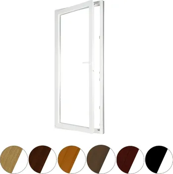 Okno ALUPLAST Plastové jednokřídlové balkonové dveře dekor/bílé 80x230 Levé Barva: Přírodní dub/bílá, Otvírání: Levé, Zasklení: Dvojsklo Ug= 1,1