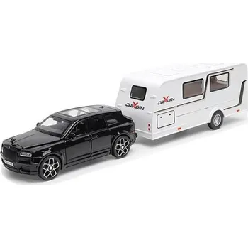 autíčko Rolls Royce Cullinan kovový model hračka na baterie s karavanem světla zvuk 1:32 černá