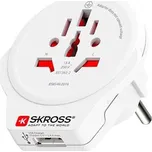 SKROSS cestovní adaptér Europe USB pro cizince v ČR, USB-A, typ E/F (PA30USB) bílý