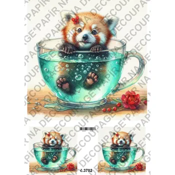 Umělecký papír Rýžový a soft papír na decoupage - Pejsek v hrnku - KB03702 Materiál: Soft, Rozměr: A4