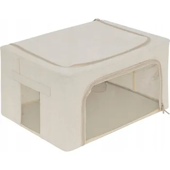 Úložný box ORGANIZÉR DO ŠUPLÍKU KRABIČKA TEXTILNÍ BÉŽOVÝ UZAVÍRATELNÝ 40 X 20 X 31 CM