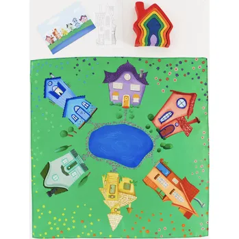 maňásek Sarah´s Silks Dřevěné domečky a hedvábný šátek - PSITM 04/25