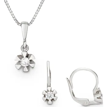 Souprava šperků Souprava náušnic a přívěšku z bílého zlata se zirkony 451.90+450.90