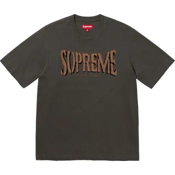 Pánské tričko Supreme Flocked Washed S/S Top / Black Barva: Černá, Velikost: XL