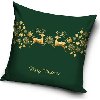 Vánoční dekorace Vánoční polštářek Zlaté Vánoce Zelený