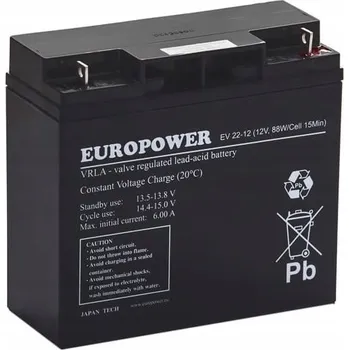 Motobaterie Akumulátor AGM EUROPOWER řady EV 12V 20Ah/C10