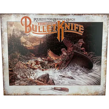 Plechová cedule D.E. metal signs PLECHOVÁ CEDULE REMINGTON BULLET KNIFE 32 CM X 40 CM