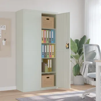 Zásuvkový kontejner vidaXL Kartotéka 90 x 40 x 180 cm ocel [339754] Barva: světle šedá