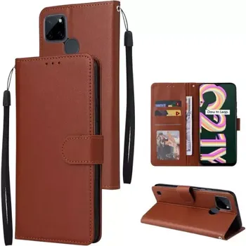 Pouzdro na mobilní telefon TopTechnology Kožené pouzdro pro Realme C21Y, C25Y hnědé, brown, tzv. knížka