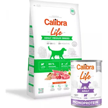 Krmivo pro psa Calibra Dog Life Adult Medium Lamb 12 kg + CALIBRA Dog Life Adult Lamb 400g