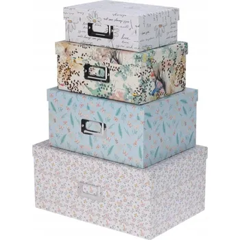 Úložný box KARTONOVÉ KRABICE PRO SKLADOVÁNÍ SADA BAREVNÝCH KRABIC 4 ks