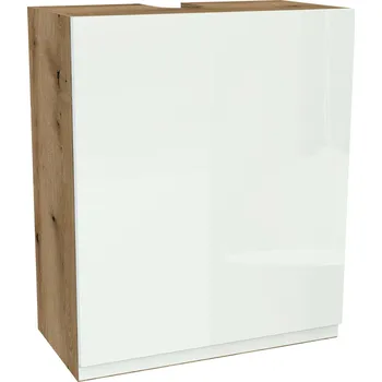 Kuchyňská skříňka Horní skříňka nad digestoř 60/72 FREZO Dub Evoke, bezúchytková, bílý lesk