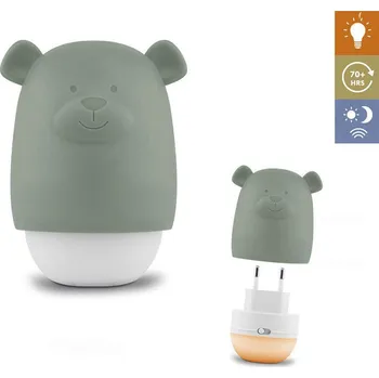 Noční světlo Zazu Medvídek Benny zelený - noční světlo se senzorem soumraku