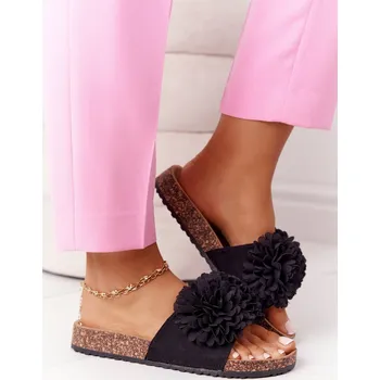 Dámské pantofle Nazouváky Na Korkové Podrážce Flowerbomb Barva: Černá, Velikost: 36