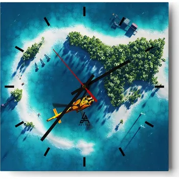 Hodiny Nástěnné hodiny do kuchyně 30x30 Krajina Stylové hodiny na skle Loft Tiché