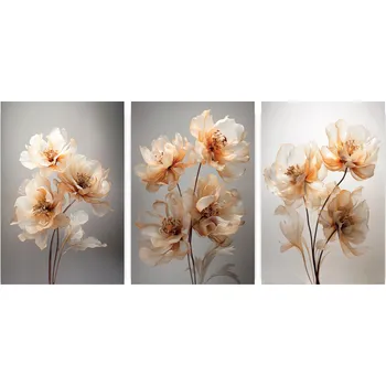Obraz Plakáty na Zeď Květiny Sada 3 Obrazů Obývací Pokoj Ložnice Bez Rámu 70x50