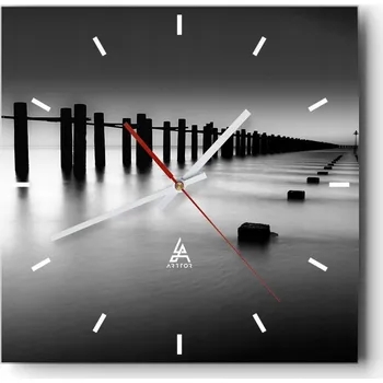 Hodiny Nástěnné hodiny do kuchyně 30x30 Krajina Stylové hodiny na skle Loft Tiché