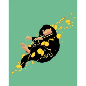 Zuty Malování podle čísel Ilustrace čenichu, mincí a zlatých řetězů (Fantastické zvěře)