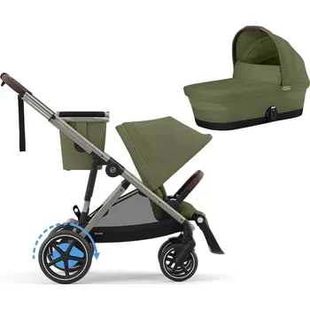 Kočárek Kočárek CYBEX e-Gazelle S 2025 včetně korby + ZDARMA Fusak CYBEX Snogga 2, moss green (taupe frame) + Fusak CYBEX Snogga 2