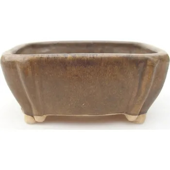 Květináč Keramická bonsai miska 10,5 x 8,5 x 4 cm hnědá