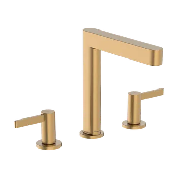 Vodovodní baterie Hansgrohe Finoris - 3-otvorová umyvadlová baterie 160 s odtokovou soupravou Push-Open, kartáčovaný bronz 76034140