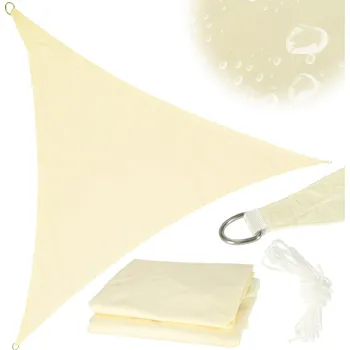 Stínicí technika KIK LUARO slunečník na zahradní terasu voděodolný 4x4x4m trojúhelník béžový
