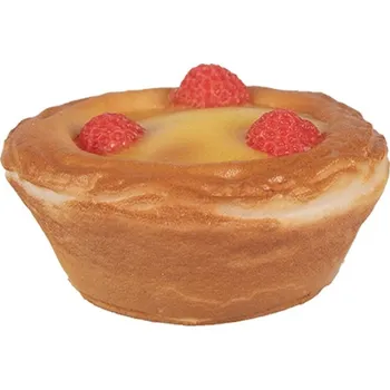 Dekorace plastový košíček s pudinkem a malinami – 8x4 cm