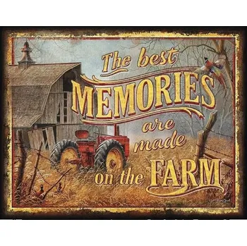 Plechová cedule D.E. metal signs Plechová cedule Farm Memories 40 cm x 32 cm