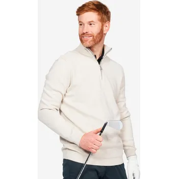 Pánský svetr INESIS Pánský golfový svetr se zipem u krku MW500 L BÉŽOVÁ