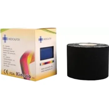 Tejpovací páska FOX MUSCLE TAPE Kinezio páska 5cm x 5m - černá (4+1 zdarma)