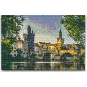 Diamantové malování Painting Queens Diamantové malování Karlův most, 80 × 120 cm, s rámem, hranaté