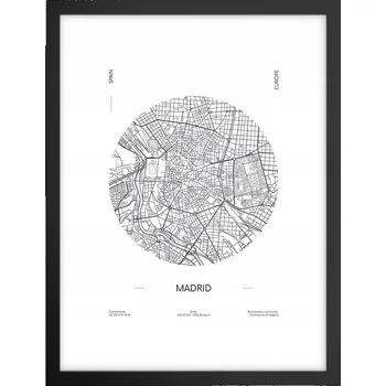 Obraz Obraz plakát v černém rámu do obýváku 30x40 mapa foto plakáty na zeď