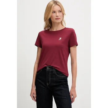 Dámské tričko Bavlněné tričko BOSS Orange C_Esogo_3 dámské, vínová barva, 50545288 93B, vel. XS