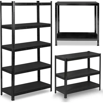 Dílenský regál Humberg Kovový úložný regál HR-851, 180x90x40cm, černý | Humberg