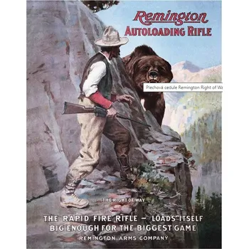 Plechová cedule D.E. metal signs PLECHOVÁ CEDULE REMINGTON RIGHT OF WAY 32 CM X 40 CM