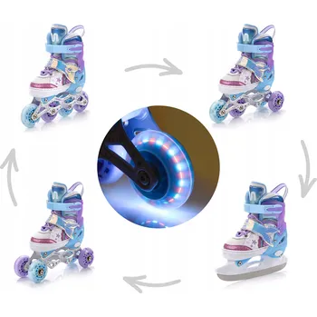 Kolečkové brusle Kolečkové Brusle Meteor Mermaid 4v1 34-37 bílé fialové modré 70 mm 82A