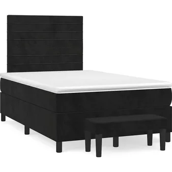 Postel vidaXL Box spring postel s matrací 120x190 cm samet [3270476] Barva: Černá