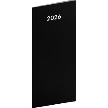 Diář NOTIQUE Vreckový diár Čierny 2026, plánovací mesačný, 8 x 18 cm