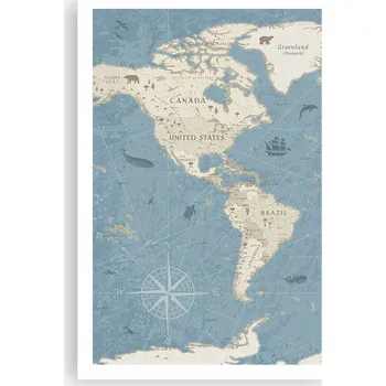 Obraz Obraz plakát do obýváku, ložnice 61x91 mapa světa na zeď bez rámu